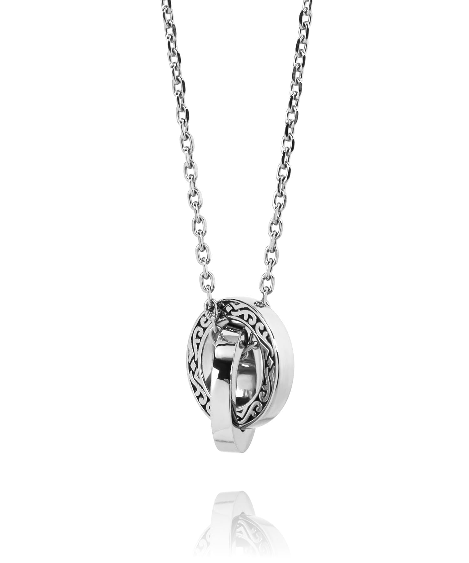 

LION HEART Necklace LH-1 Wide Mane Double Ring Necklace / Surgical Stainless Steel 316L (Hypoallergenic) (Pouch Included) Silver 50cm