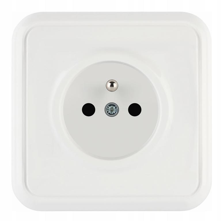 Gniazdo Pojedyncze Białe Z Uziemieniem Ścienne Podtynkowe 1 Szt.