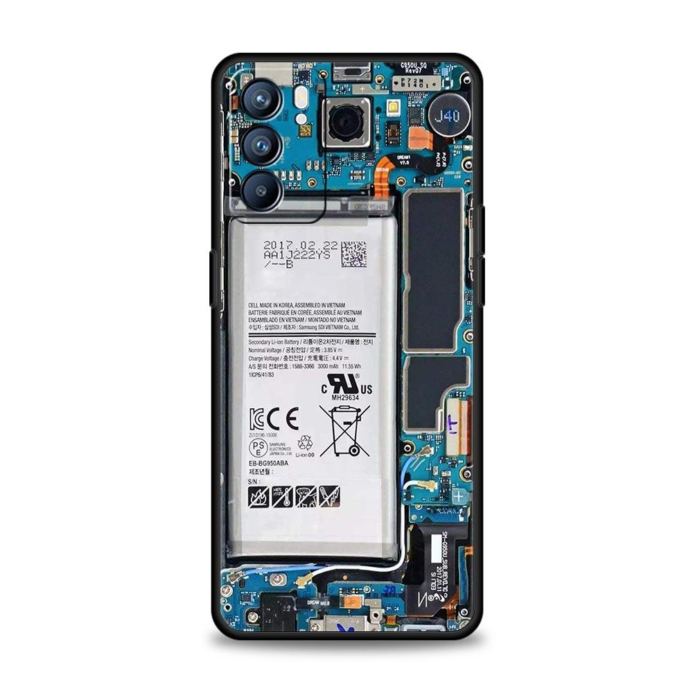 Handyhülle mit Hauptplatinen-Motiv für Oppo Reno 13, 12, 11, 10, 7, F, Find X5, X6, A98, A80, A79, A78, A57, A54, A31, A17 Pro 5G (weiches TPU)