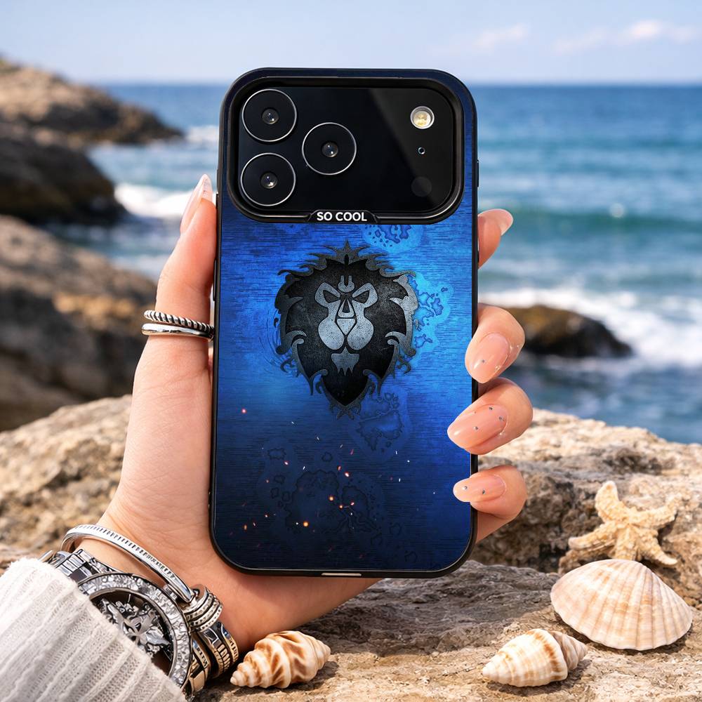 W-World of W-Warcraft Phone Case For iPhone17 16 15 14 13 12 Pro Max Grey Black Matte Laser Metallic Aurora Funda