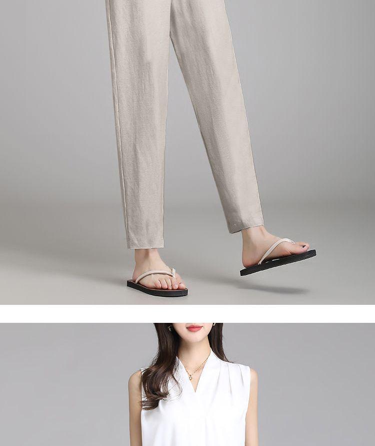 Women's High Waist Linen Harem Pants - Summer, Loose, Nine-Point, Ice Silk, Slimming, Casual, Thin.