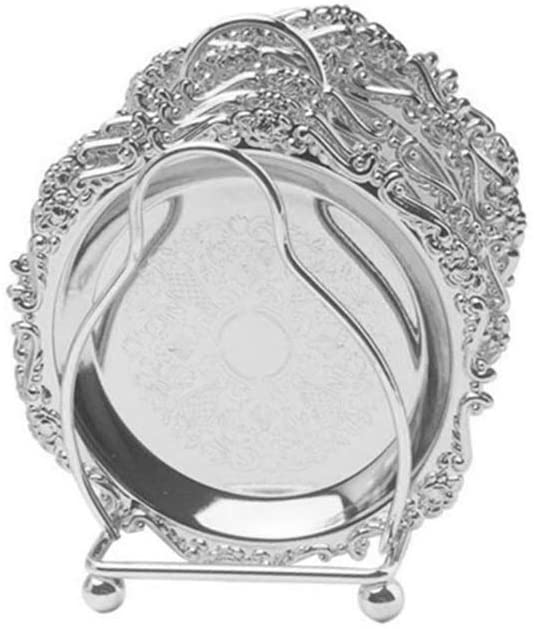 Kollektion 6-teiliges Untersetzer-Set Kreative Getränkeuntersetzer mit dekorativem Ständer Rutschfeste Metall-Tassenunterlagen Tischplatten-Display mit Halter