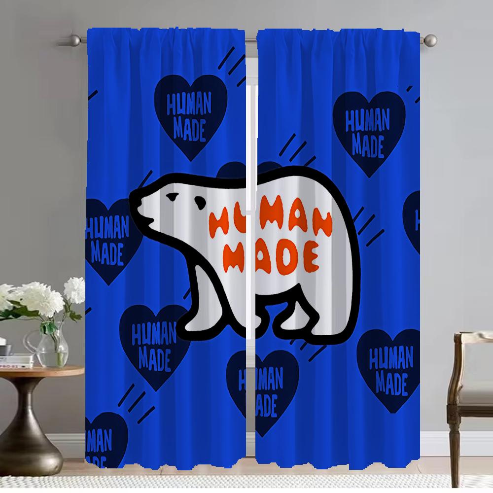 Human Made Blackout Curtains 2 Pieces Anti-mosquito Curtains for Living Room Curtain Halloween Decoration Partition Shades Child