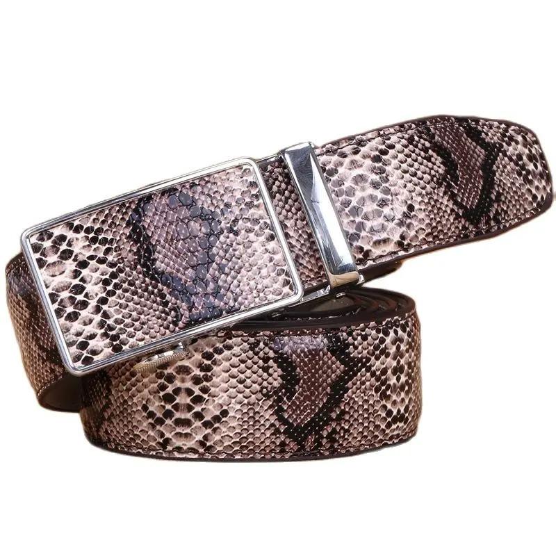 Snake Cowhide Genuine Leather Automatic Buckle Strap 2020 New Hot Ceintures Mens Belts Luxury Designer High Quality Novel Cowboy