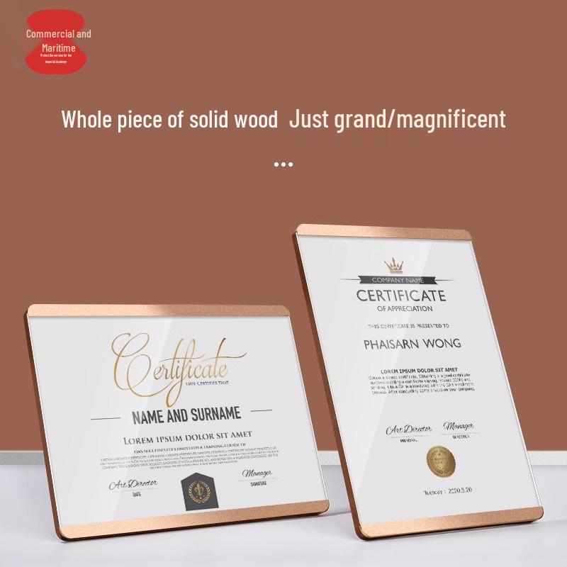 Solid Wood A4 Certificate Frame for Award, Medal, and Appointment Display Landscape