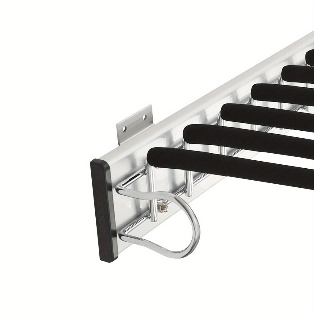 9-Rod Slide-Out Pants Rack – Heavy Duty Wardrobe Organizer with Anti-Slip Flocking – Black/Silver