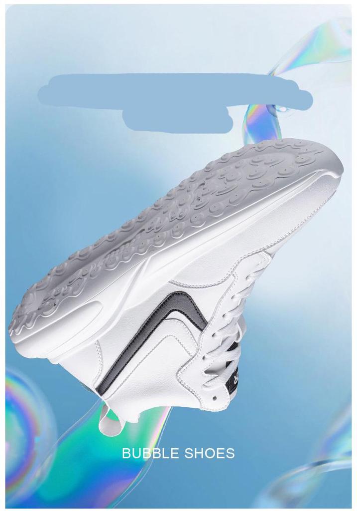 Men's Trendy 8CM Height-Increasing Striped Sports Shoes, Korean Style with Thick Soles and Mid-Top Design.