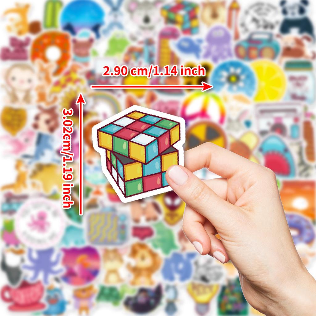 100 Cartoons, Fresh Animals, Flowers, Food, Mixed Stickers, Decorative Mobile Phone Tablet Waterproof