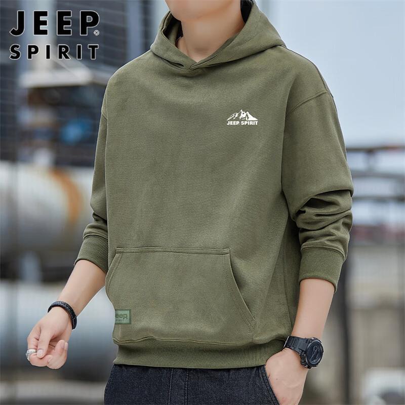JEEP SPIRIT Men's Spring Loose Hooded Sweatshirt