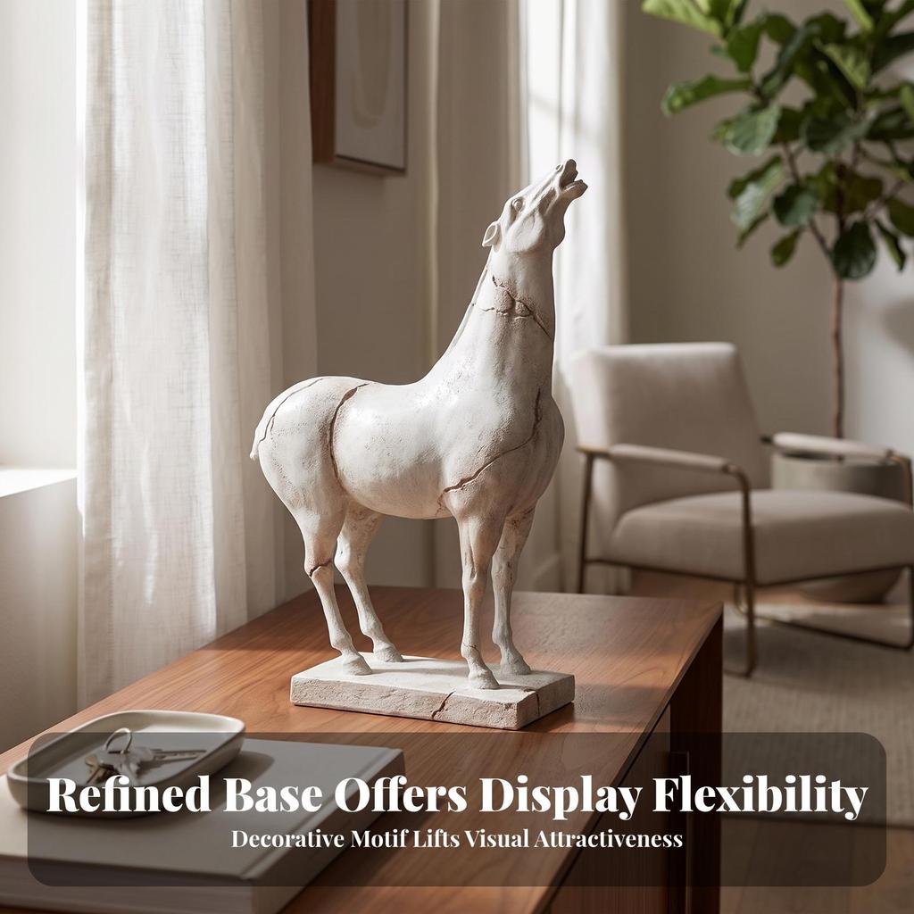 Horse Figurine with Base Rustic Decor Distressed for Living Room