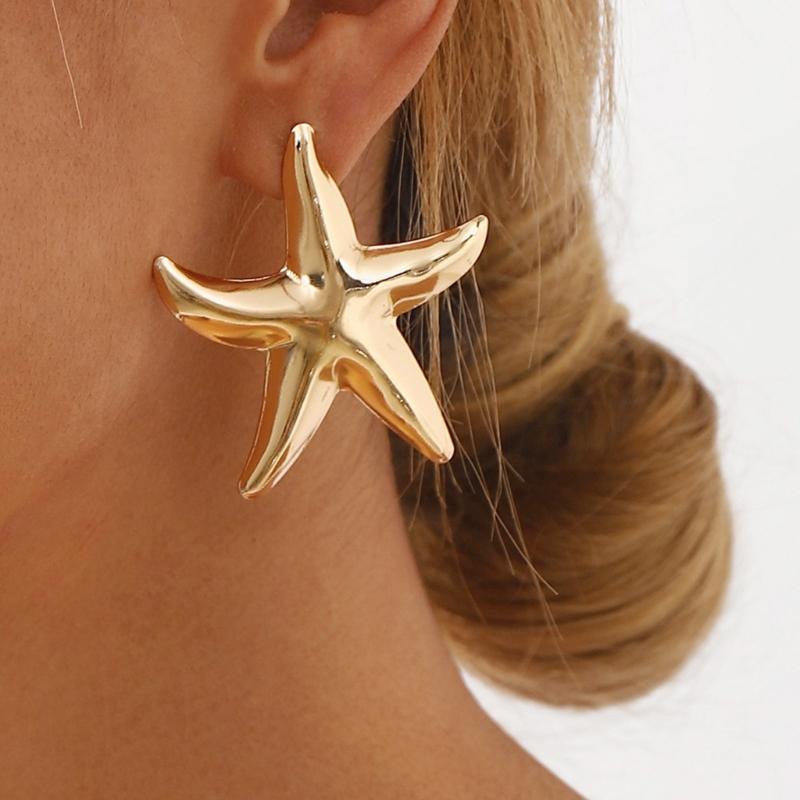 Trendy Oceanic Starfish Earrings High Quality Metal Jewelry Comfortable Daily Wear Marine themed Ear Accessories