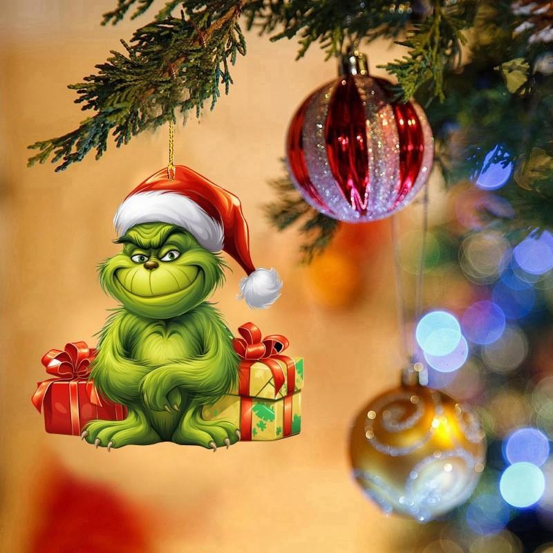 Fun Cartoon Acrylic Christmas Tree Hanging Decoration For Auto Style