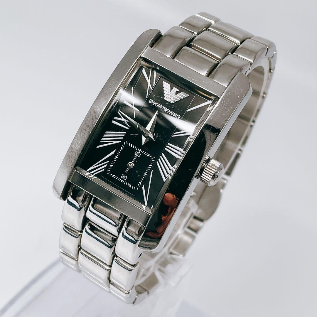 Used New battery/operating EMPORIO ARMANI Ladies Square Vintage Emporio Armani Smoseco Black Dial