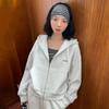 Trui dames, herfst en winter casual veelzijdige luie hoodie jas losse korte rits vest top