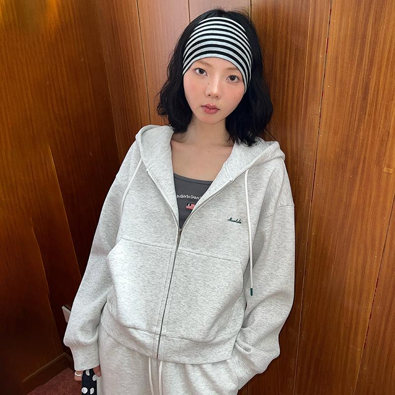 Trui dames, herfst en winter casual veelzijdige luie hoodie jas losse korte rits vest top