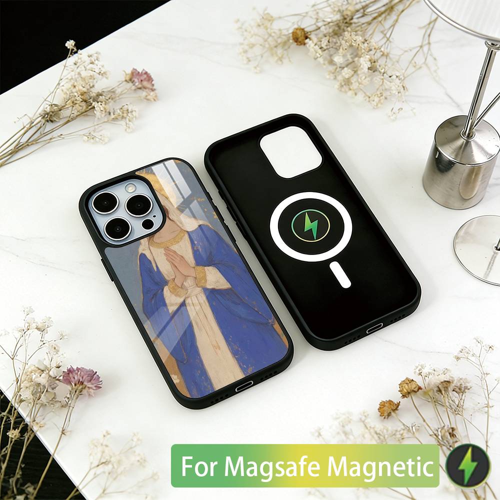 V-Virgen Mary Virgin Phone Case For iPhone17,16,15,14,13,12,11 Plus,Pro Magnetic with Magsafe Wireless Charging