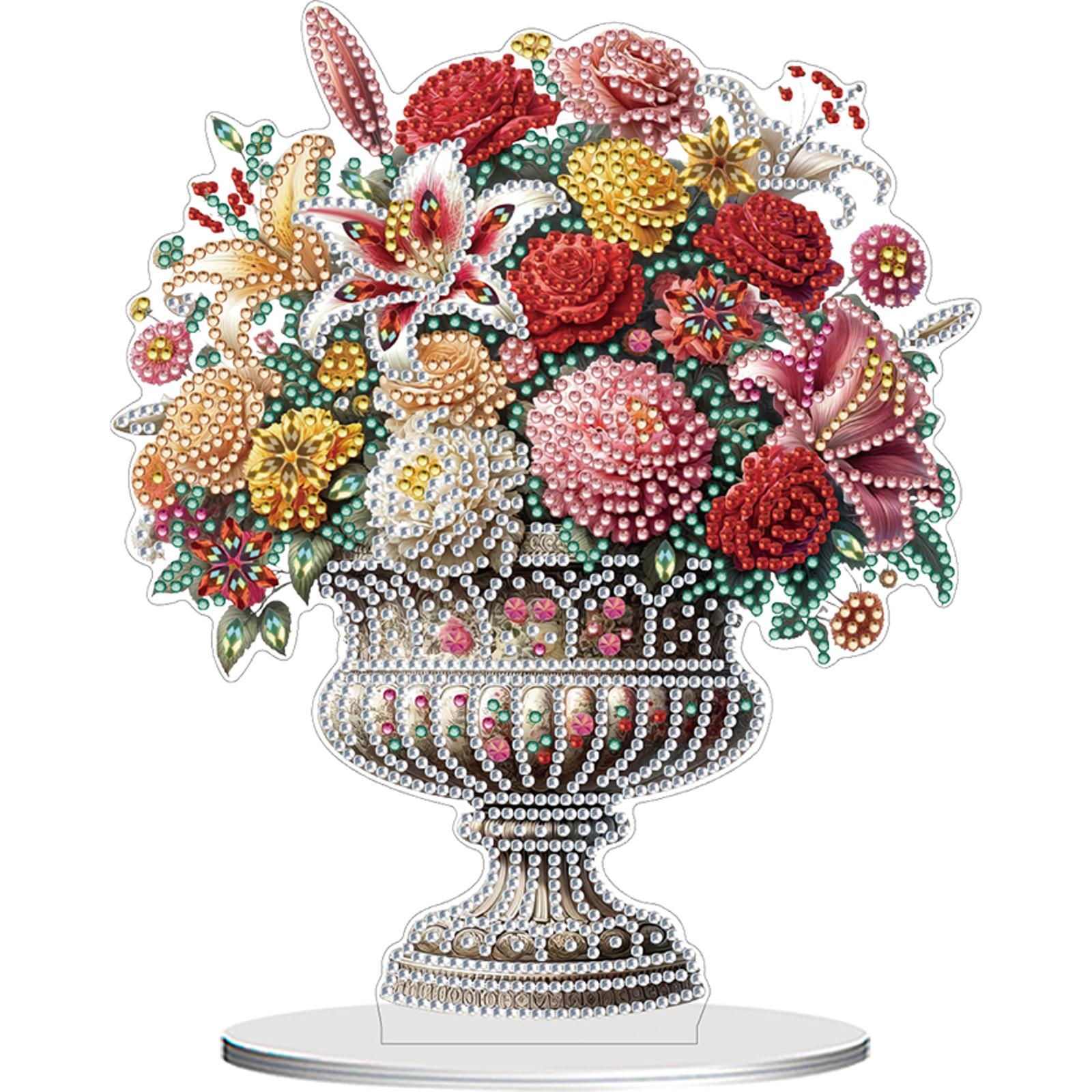 

2D Flat Vase Print DIY Diamond Painting Tabletop Ornaments Kit Table Top Diamond Painting Ornament Kits Bedroom Table Decoration