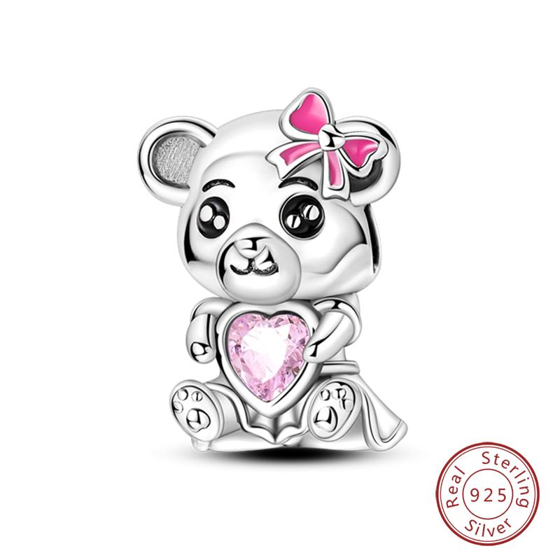 Copper Lovely Animal Cat Squirrel Penguin Heart Zircon Charms Beads Fit Qikaola Original Bracelets Fine Diy Jewelry