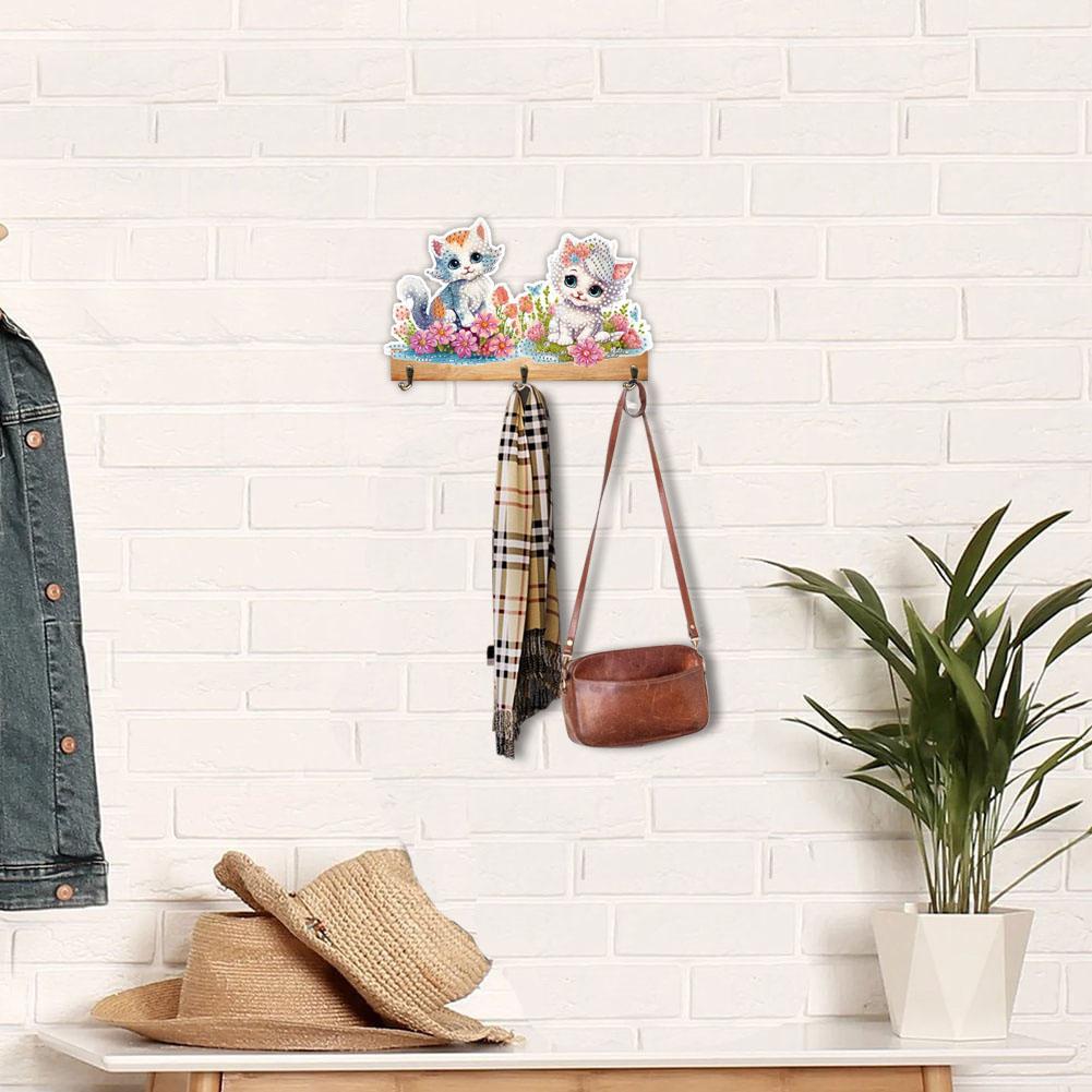 Cat Wood DIY Diamond Painting Hanging Hook No Hole Punching Wall Decoration