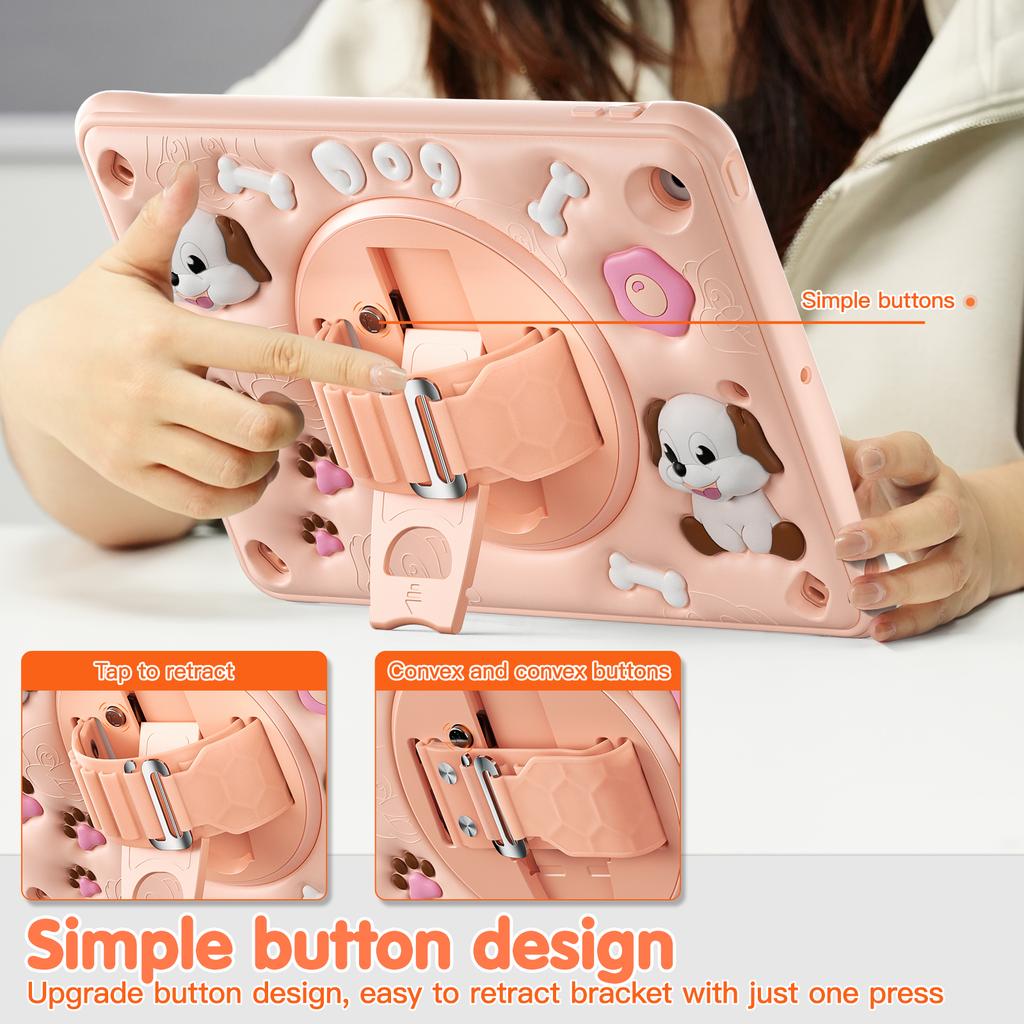 For iPad 10.2 (2021)/(2020)/(2019) Case Kickstand Cute Dog PC+Silicone+TPU Tablet Cover