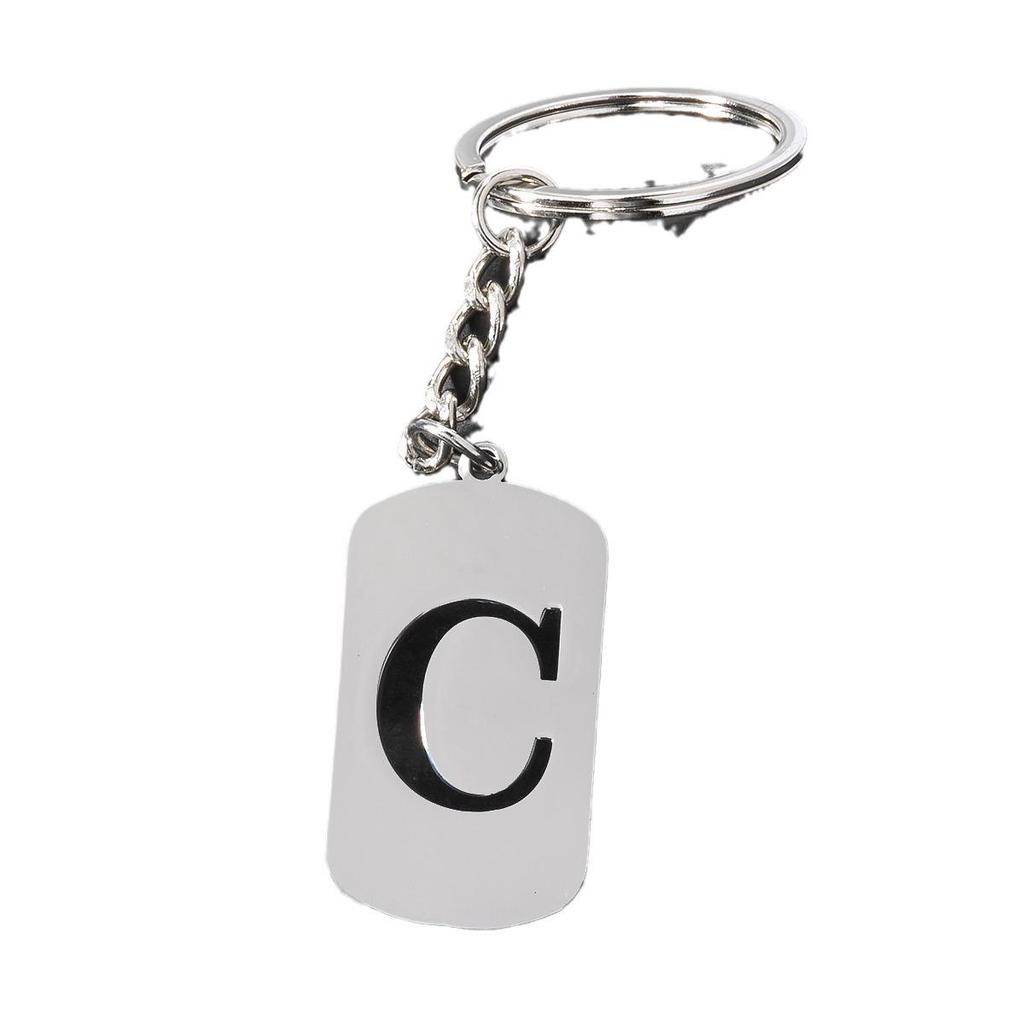 Stainless Steel Alphabet Charm Keychain - Smooth Surface, Retro Style Gift Pendant