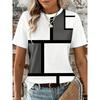 Fashion Versatile Striped Printed Top Casual Loose Short Sleeves Comfortable Breathable T-Shirts Women’s