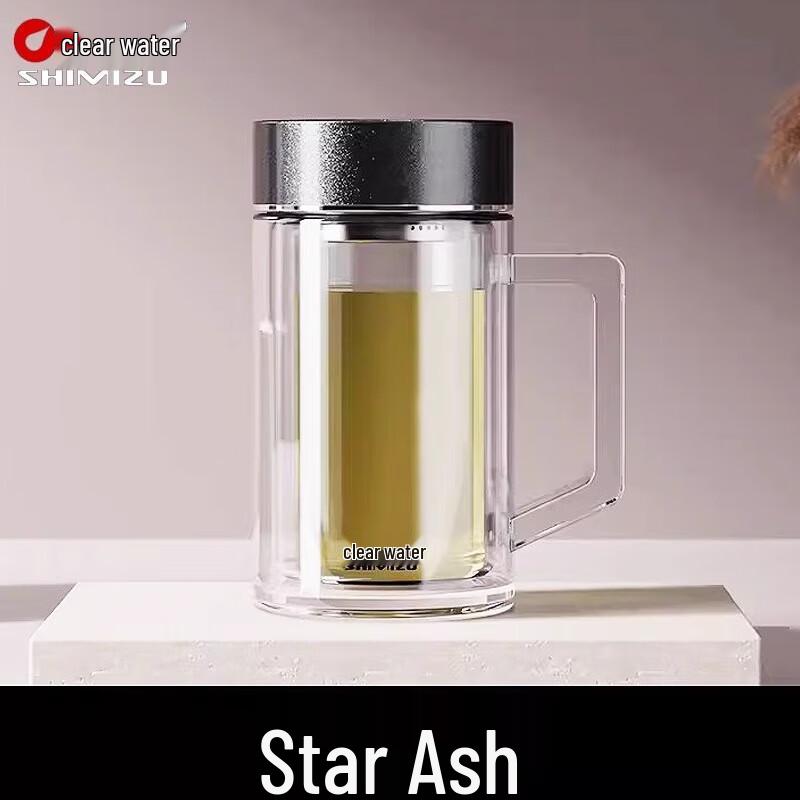 Double-Layer Borosilicate Glass Tea Cup with Handle & 316 Stainless Steel Infuser