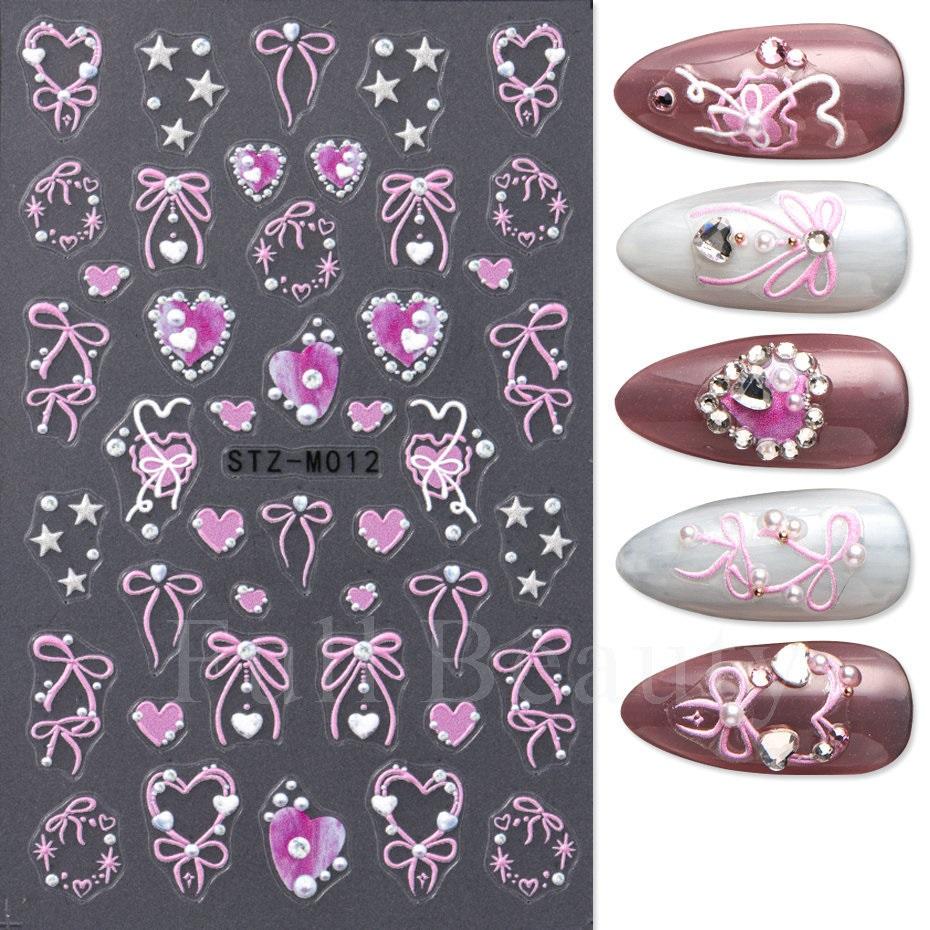 

3D Наклейки для ногтей в виде сердечек Слайдеры для дизайна ногтей в виде бабочек Переводные картинки Фольга Украшения для маникюра