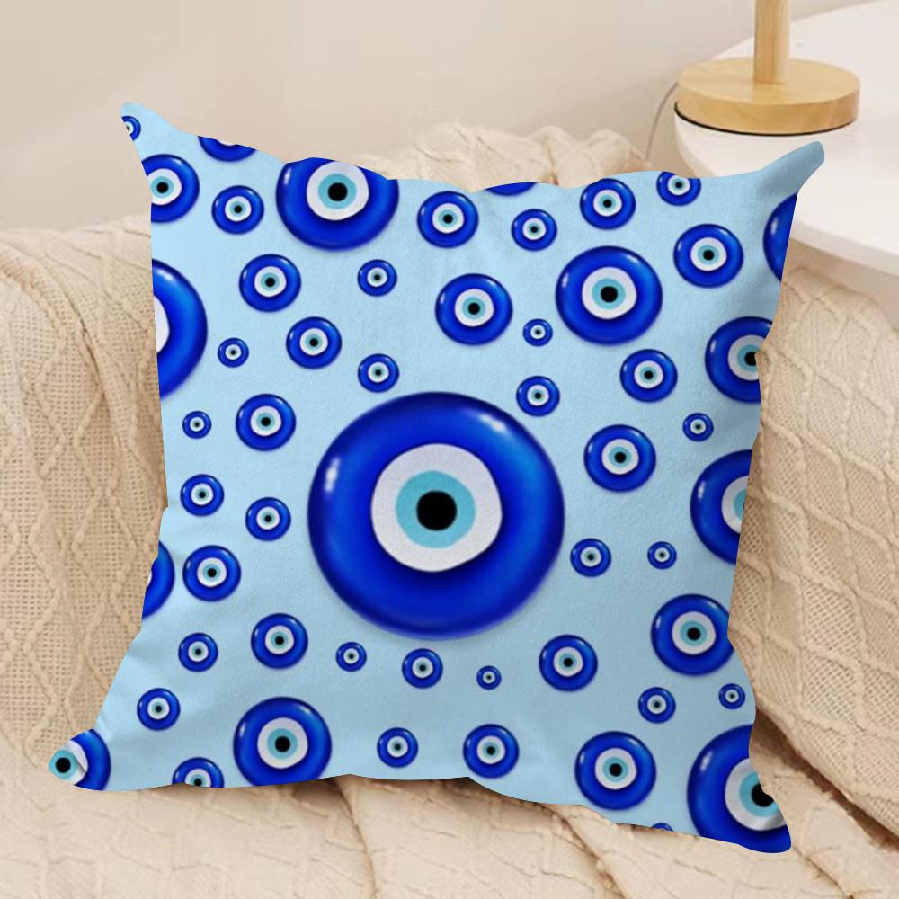 Eye Symbol Art Cushion Cover Silky Short Plush Double-Sided Printed Pillow Case for Sofa All Seasons Home Decor Gift