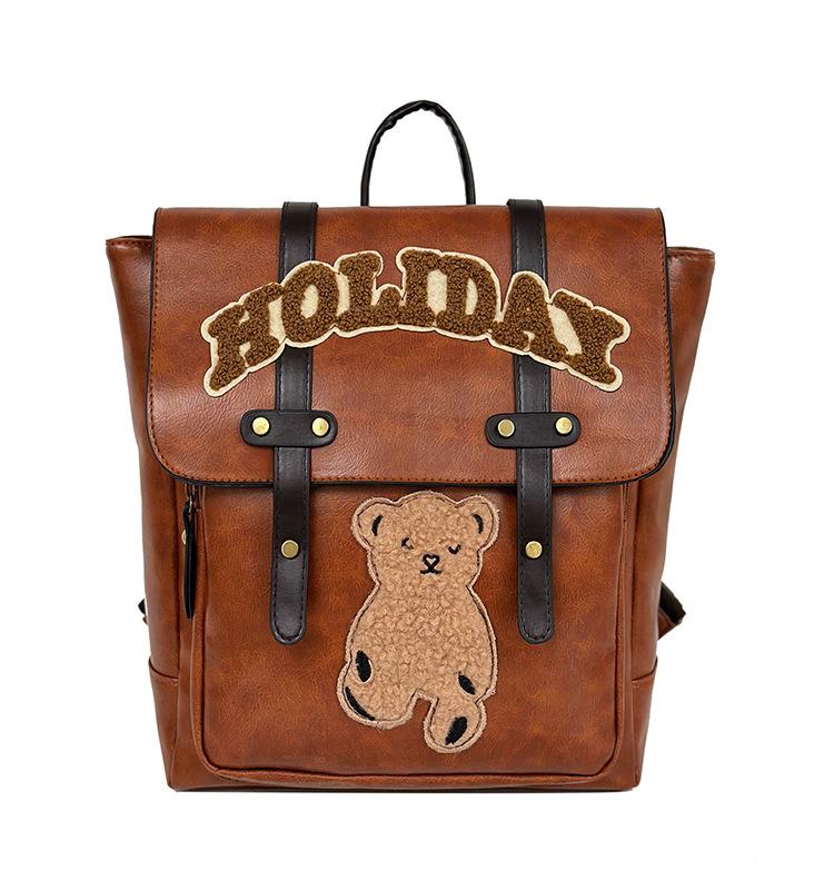 Schultasche Nischendesign Bärenrucksack 1011 Herbst Neu Niedliche Buchstaben Amerikanischer Retro Große Kapazität Schultasche