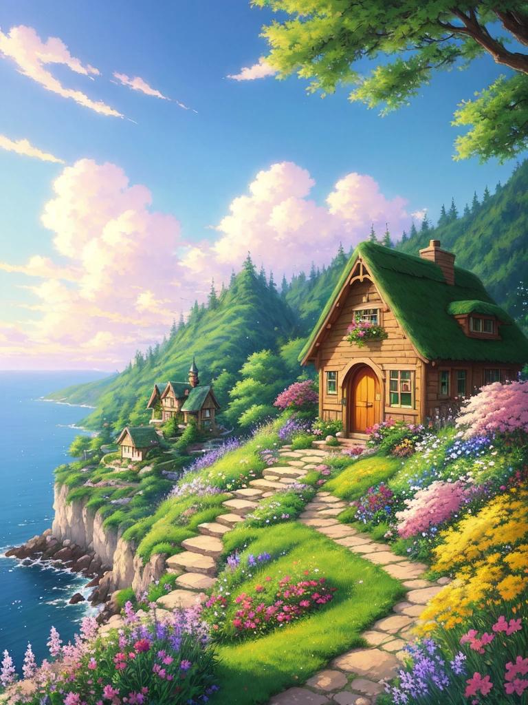 Dom Diamentowa Mozaika Krajobraz Haft Krzyżykowy Góra Cyrkonie Obraz Kwiat Malarstwo Ulica Ręcznie Robione