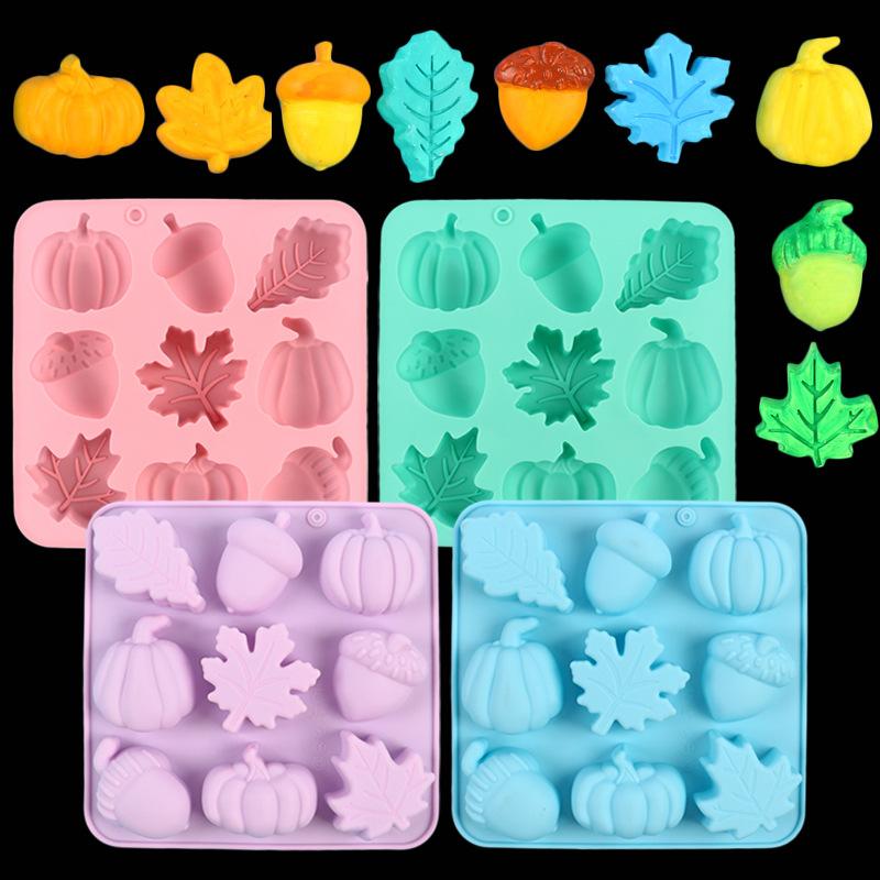 Chocolate Mold Kitchen DIY Baking Tools Cake Decoration Pumpkin Flower Leaf Ghost Jelly Mould Creative Ice Lattice Silicone Mold