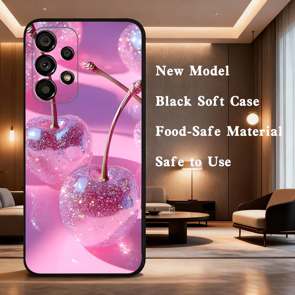 

Crystal Cherry For Samsung Galaxy A73,31,32,72,41,53,52,71,22,5G,Note,J7,8,9 Soft Black Silicone Phone Case SamsungA13 5G