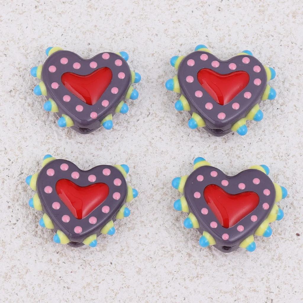 TX63 1Pcs Fun Design Sense Heart Handmade Bumpy Charm Beads Glass Spacer Texture Bead DIY Earring Bracelet Necklace Jewelry
