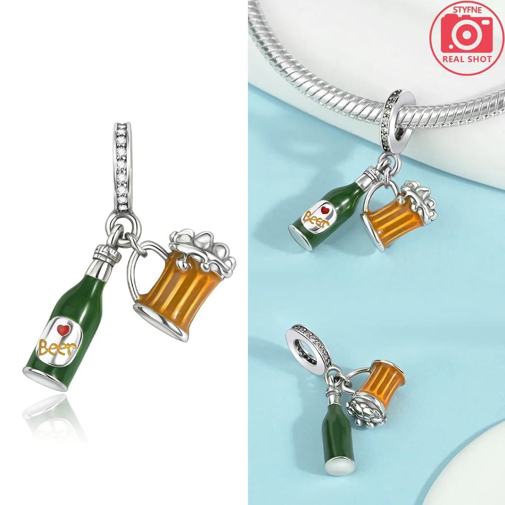 Charms Copper Original French Fries Pizza Wine Bottles Gummy Candies Beads Fit Bracelet Jewelry Women Diy Necklace Gift