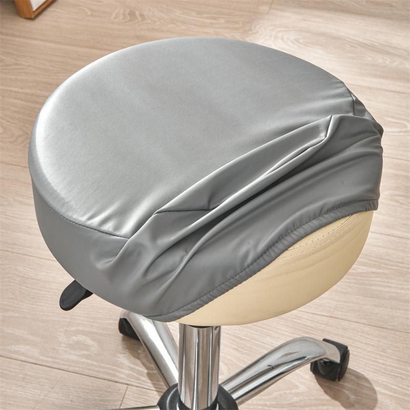 

1pc Waterproof Round Stool Cover Stretch PU Leather Bar Stool Covers All Inclusive Rotating Chair Seat Slipcover Home Hotel
