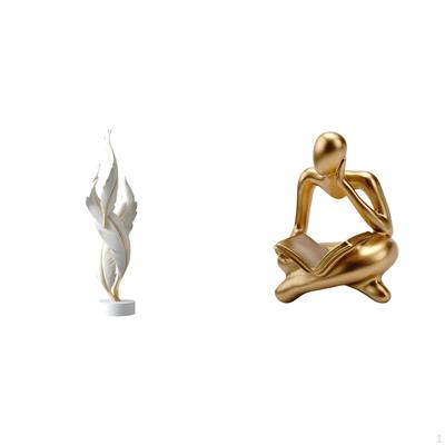 Modern Abstract Thinker Statue Feather Sculpture Resin Art Crafts Decorative Figurine for Tabletop