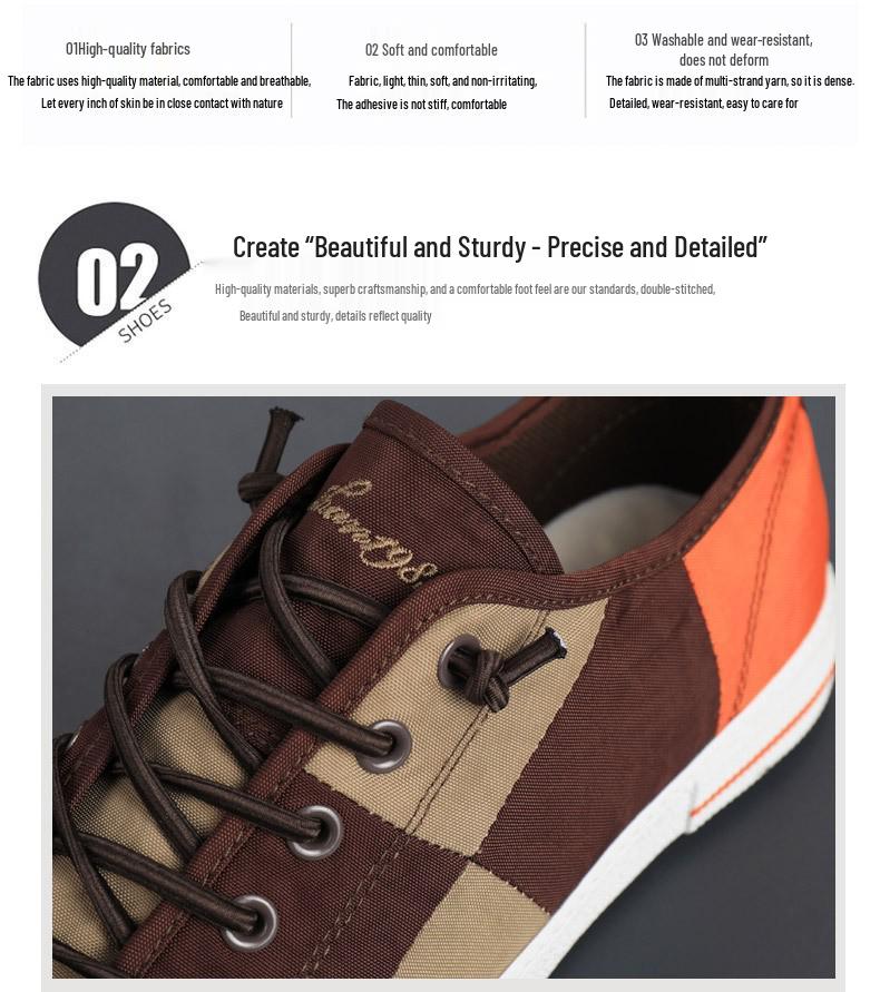 Men's Spring Canvas Shoes: Breathable, Casual, Versatile Low-Top Skate Shoes with Elastic Band.