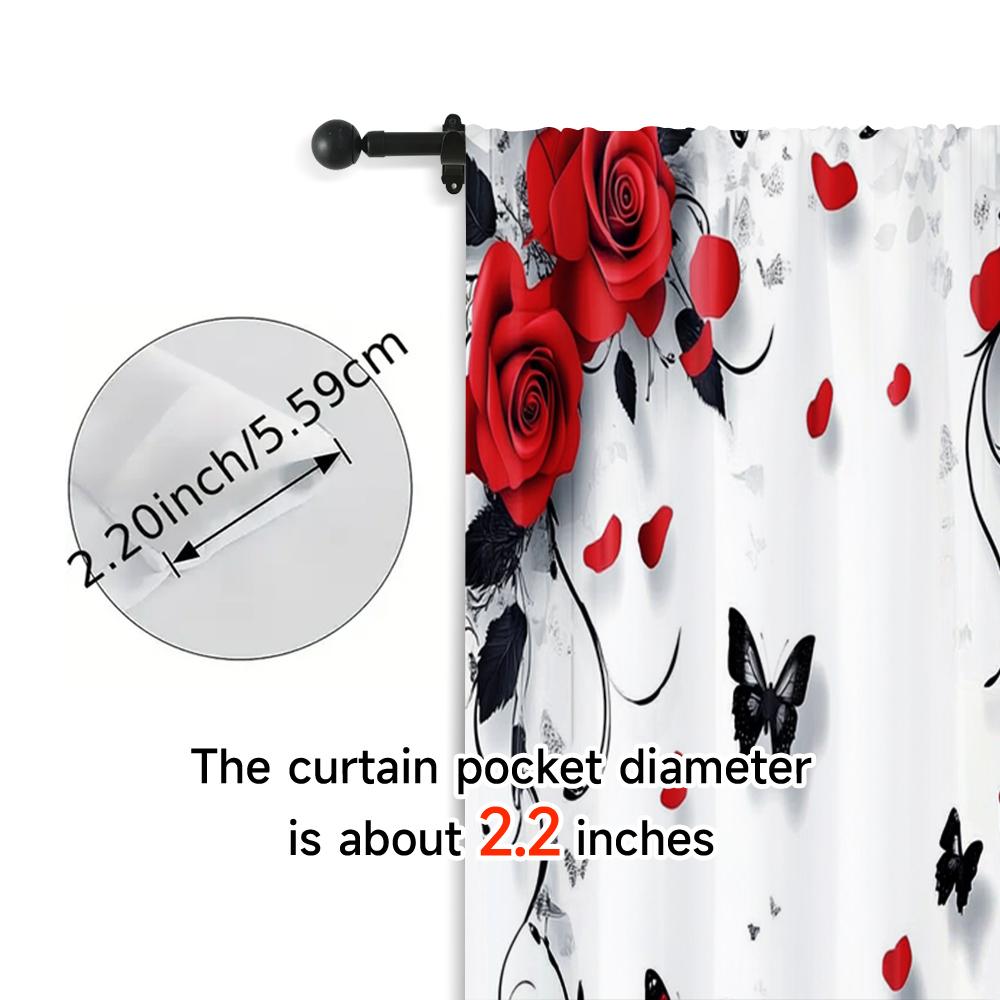 2pcs, Window Curtain  print Abstract Rose Design Versatile Fabric (without rod) Art Deco Festive Ldeal for Home Decor and