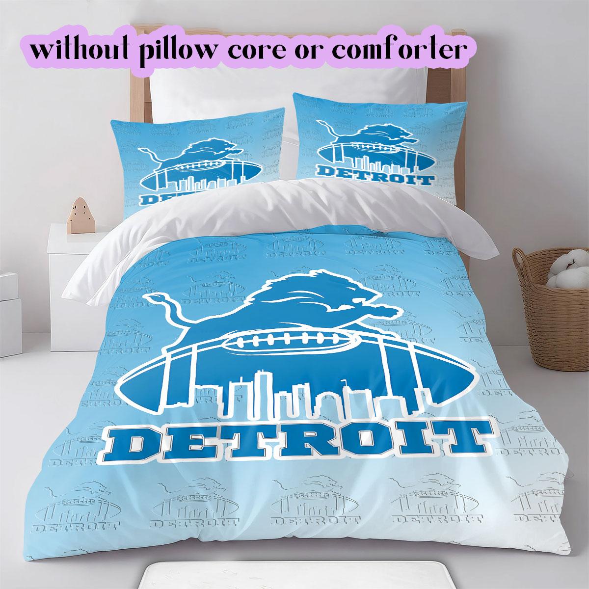 

Detroit Lions rugby Pattern Bedding,Quilt Set Quilt Cover Pillowcase Home Birthday Gift (1*duvet cover+2*pillowcase,without core) 135x200cm