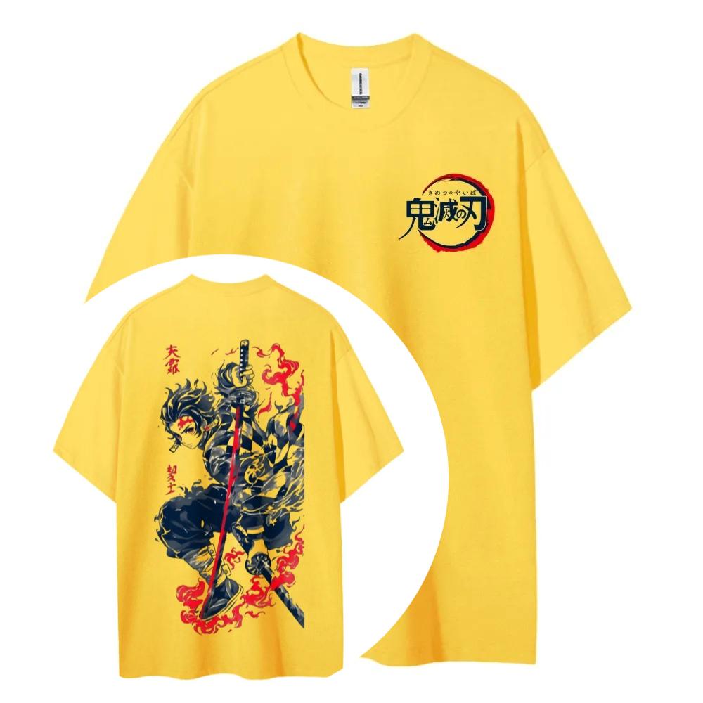 Demon Slayer Kimetsu No Yaiba Cotton Unisex Round Neck Anime TShirt Mens and Womens Summer Fashion Breathable Street TShirt