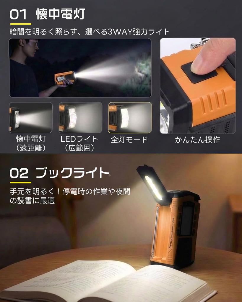 [Disaster Prevention Officer Recommended/Evolved Model] Greeshow Disaster Prevention Radio Digital Channel Selection 5000mAh Large Capacity
