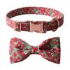 Fashion Dog Collar+Leash+Necktie Set Completes with Colorful Floral Print Bow Perfect for Pets Outstanding in the Crowd