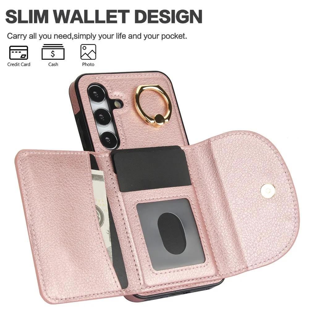 Ring Stand Card Wallet Case for Samsung Galaxy S21 S23 FE S22 S24 Ultra Plus A54 A53 A52S A52 A73 A72 A15 A14 A13 5G A71 A51 4G