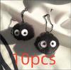 1-10 Small Coal Ball Pendants, Black Plush Cute Keychains, Small Gift Bags, Plush Keychain Pendants, Korean Book Bag Pendants,
