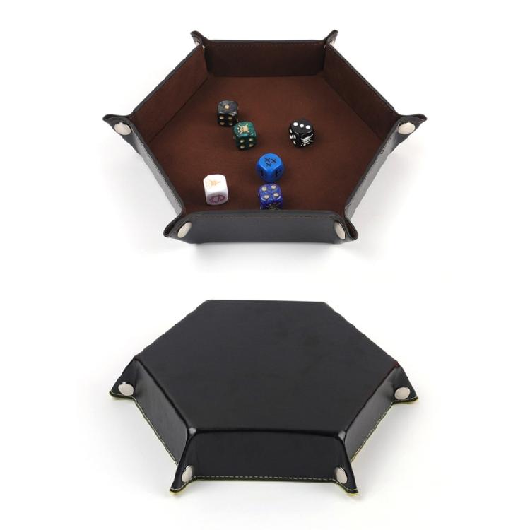 Dices Folding Tray PU Leather Velvets Holder Portable Folding Dices Rolling Tray