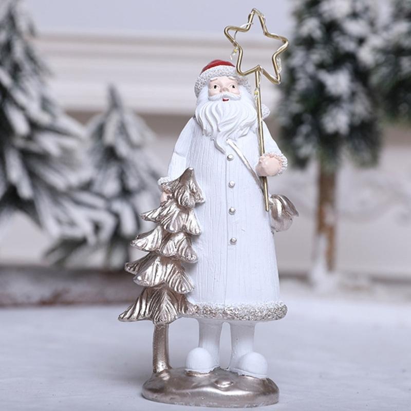 Christmas Figurine Figure Decors Resin Santa Clauses Statue Christmas Decorative Figurines Centerpieces for Holiday