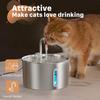 Cat Water Fountain Stainless Steel: 2.2 L Cat Fountain for Drinking - Automatic Pet Water Fountain for Cats Inside - Metal Cat Dog Water Dispenser