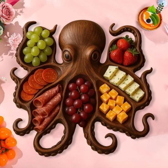 Yousheng Plastic Serving Tray Ocean Themed Cheese Bread Board Fruits Nuts Wood Display Board Beachfront Dinner Party Platter