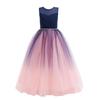 Weileenice Girls' Recital Dress, Navy, Wedding Dress, Children's Dress, Pink Gradient, Long, Tulle,